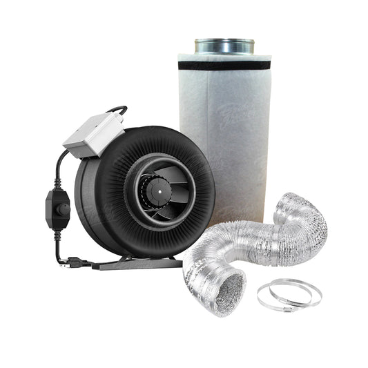 Sistema de control de olor con Filtro 6" x 24", extractor en linea metal rígido y ducto