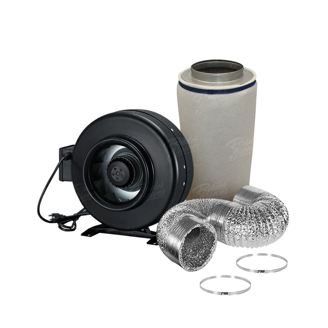 Sistema de control de olor con Filtro 8" x 24", extractor en linea metal rígido y ducto