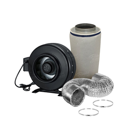 Sistema de control de olor con Filtro 8" x 24", extractor en linea metal rígido y ducto