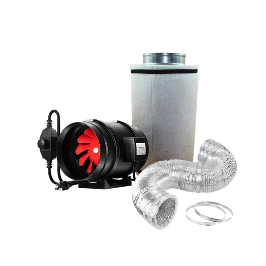 Sistema ultra silencioso de control de clima con filtro de 6" x 12", extractor de plastico, y ducto.