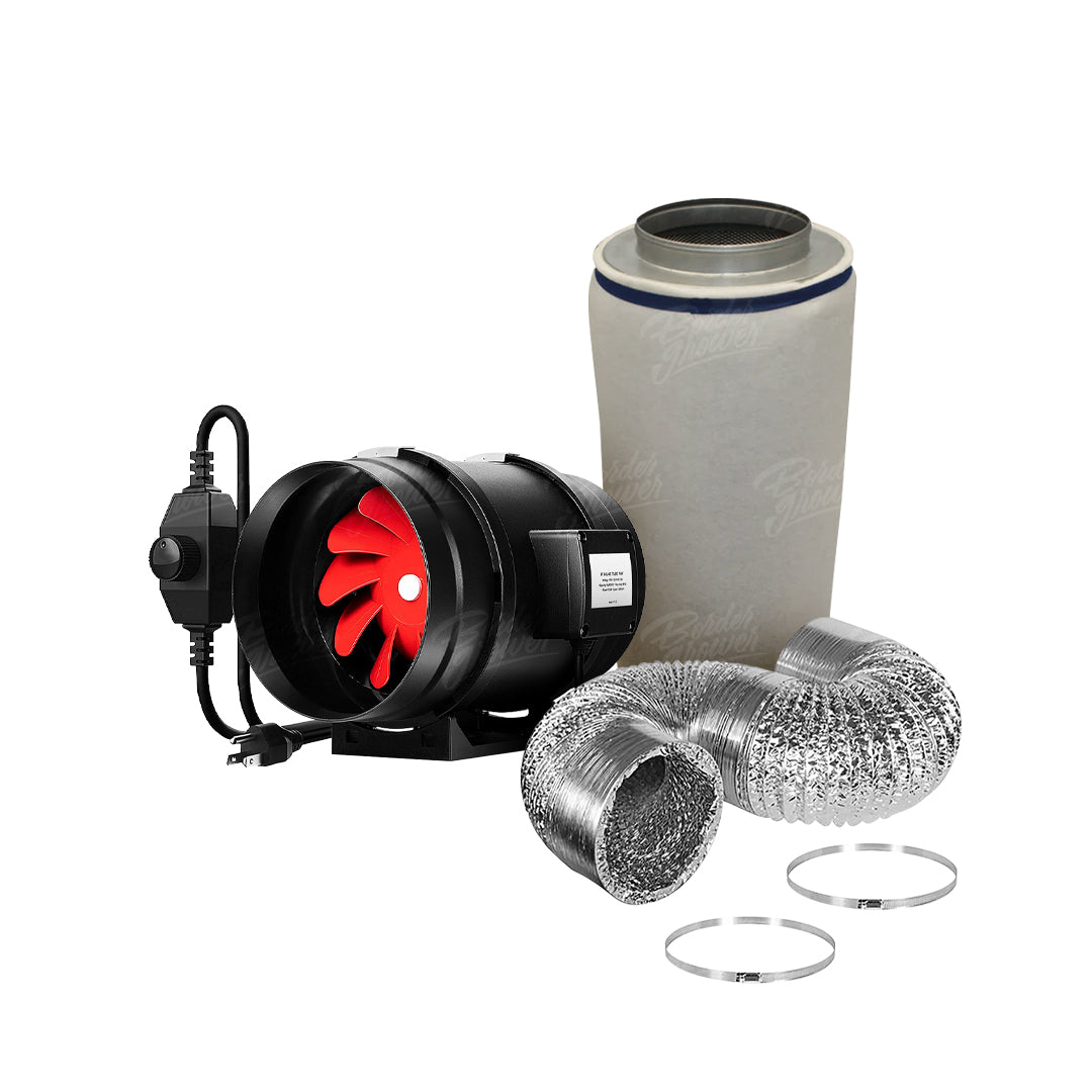 Sistema De Control De Olores De 8" | Sinowell - Extractor En Linea De Plástico Rígido, Ducto y Filtro De Carbón