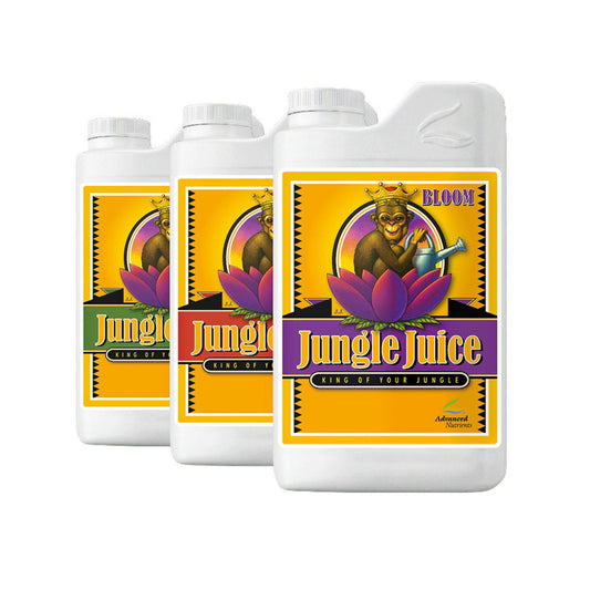 JUNGLE JUICE TRIO MICRO, GROW y BLOOM Fertilizantes Base Para Todas Las Etapas Maximiza La Producción Y Crecimiento De Tu Cultivo