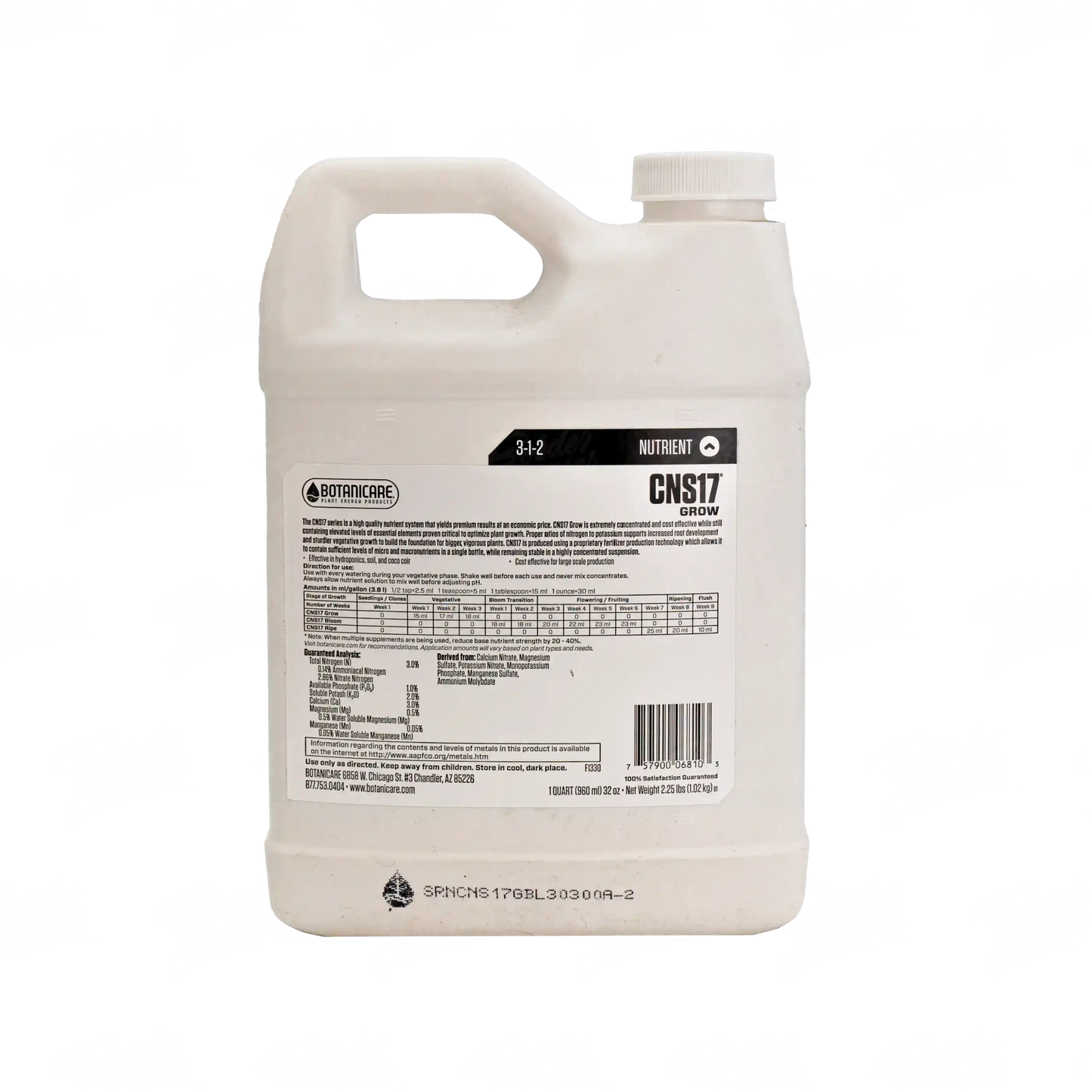 CNS17 GROW | Botanicare - Nutrientes y aditivos Botanicare con TODO en una fórmula para vegetación