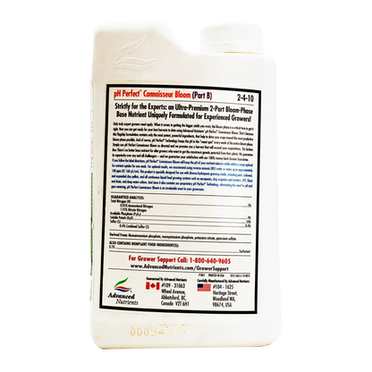CONNOISSEUR BLOOM PARTE B Fertilizante Base para Floración Nutrición Completa Para Tus Plantas