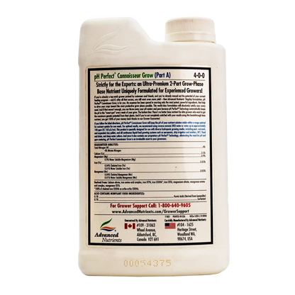 CONNOISSEUR GROW PARTE A Fertilizante Base para Vegetación Nutrición Completa Para Tus Plantas