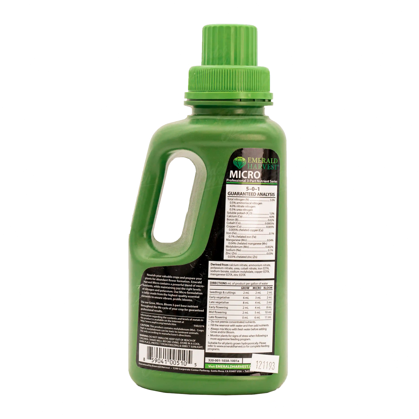 EMERALD HARVEST MICRO Fertilizante Base Maximiza El Desarrollo De Raíces Y Absorción De Nutrientes