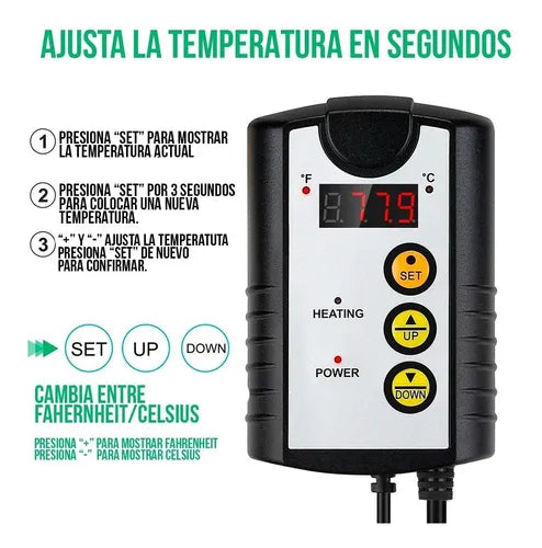 TERMOSTATO PARA TAPETE TÉRMICO iPOWER Regulador y medidor de temperatura para Heat Mat controlador térmico.