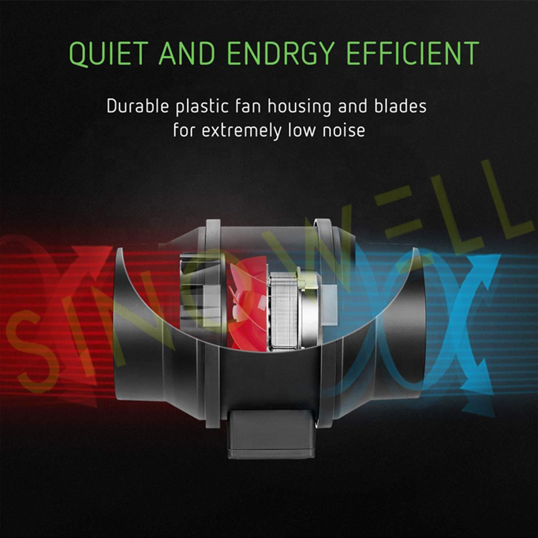 Extractor en Linea Plástico rígido Negro 6 pulgadas ultra silencioso
