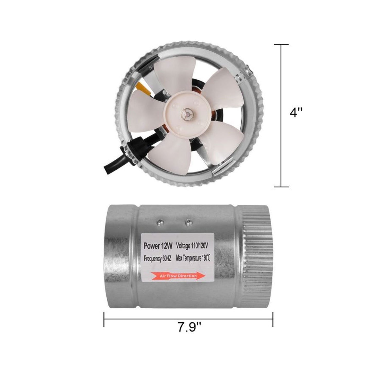 Intractor de 6 pulgadas para control de olor para armario de cultivo