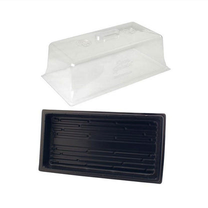 Kit de propagación de charola plana de 25 cm x 50 cm con domo para humedad de 18 cm