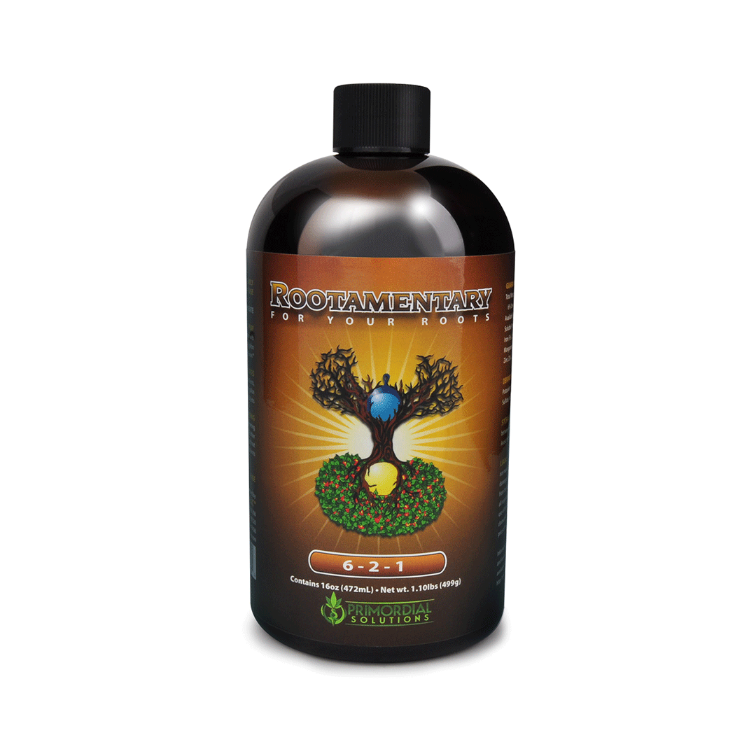 ROOTAMENTARY poderoso enraizador, rehabilitador de raíz de Primordial Solutions en 2, 16 y 32 oz