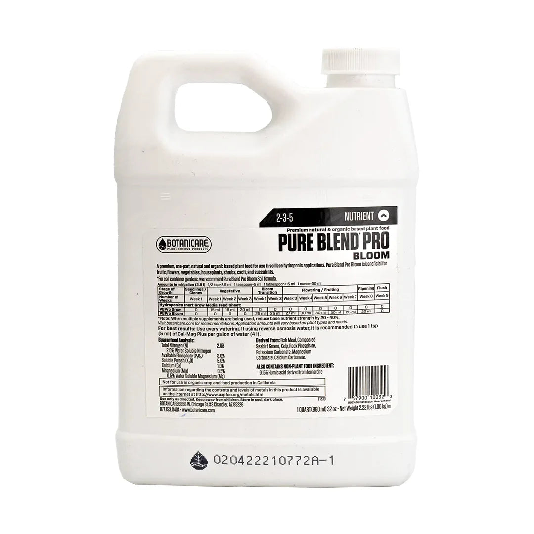 PURE BLEND PRO BLOOM | Botanicare - Fertilizante Base Para Floración Mejora El Desarrollo, Sabor Y Aroma De Tus Flores