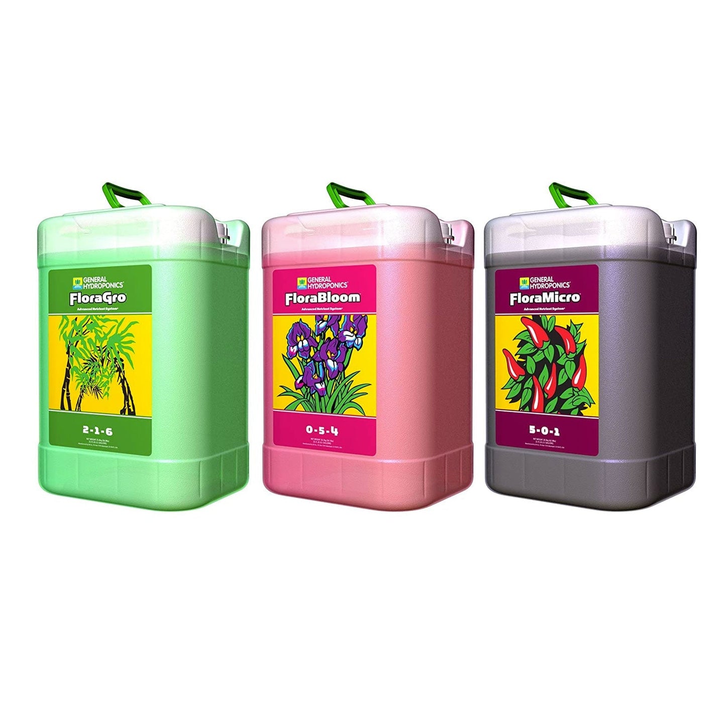 Serie Flora Trio: Micro, Grow Y Bloom | General Hydroponics - Fertilizante Base Para Vegetación Y Floración.