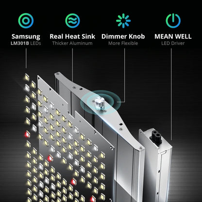 VIPARSPECTRA XS1000 Lampara de cultivo LED Quantum Board de espectro completo con regulador de potencia 120W.